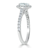 Lab-Diamond, Round Cut Halo Engagement Ring, Tiffany Style, Choose Your Stone Size and Metal