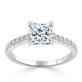 1.00ct  Princess Cut Moissanite Engagement Ring, Classic Style,  Available in White Gold, Platinum, Rose Gold or Yellow Gold