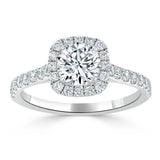 Lab-Diamond, Round Cut Halo Engagement Ring, Tiffany Style, Choose Your Stone Size and Metal