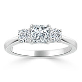 1.25ct  Princess Cut Moissanite 3 stone Engagement Ring,  Available in White Gold, Platinum, Rose Gold or Yellow Gold