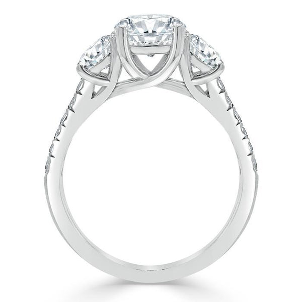 1.20ct  Round Cut Moissanite 3 stone Engagement Ring,  Available in White Gold, Platinum, Rose Gold or Yellow Gold