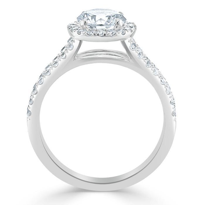 1.50ct  Round Cut Moissanite  Halo Engagement Ring, Tiffany Style,  Available in White Gold, Platinum, Rose Gold or Yellow Gold