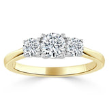 1.00ct  Round Cut Moissanite 3 stone Engagement Ring,  Available in White Gold, Platinum, Rose Gold or Yellow Gold