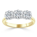 1.00ct  Round Cut Moissanite 3 stone Engagement Ring,  Available in White Gold, Platinum, Rose Gold or Yellow Gold