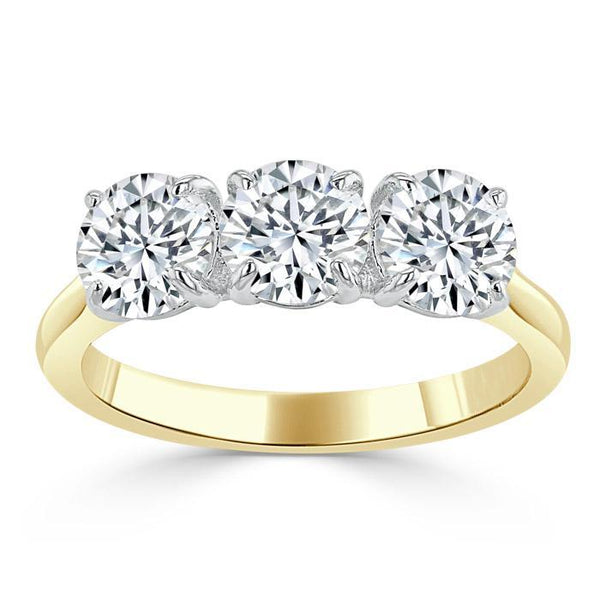 1.00ct  Round Cut Moissanite 3 stone Engagement Ring,  Available in White Gold, Platinum, Rose Gold or Yellow Gold