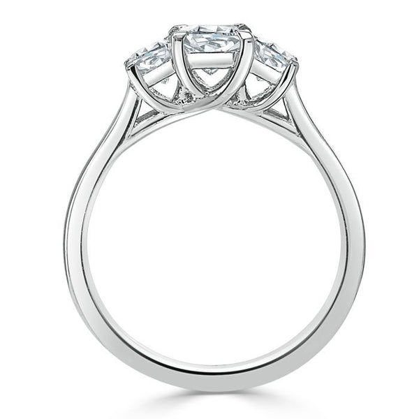 1.25ct  Princess Cut Moissanite 3 stone Engagement Ring,  Available in White Gold, Platinum, Rose Gold or Yellow Gold