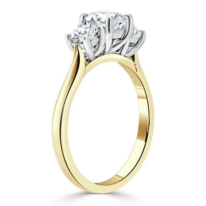 1.00ct  Round Cut Moissanite 3 stone Engagement Ring,  Available in White Gold, Platinum, Rose Gold or Yellow Gold