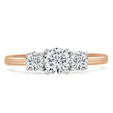 1.00ct  Round Cut Moissanite 3 stone Engagement Ring,  Available in White Gold, Platinum, Rose Gold or Yellow Gold