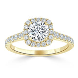 1.40ct  Round Cut Moissanite Halo Engagement Ring, Tiffany Style,  Available in White Gold, Platinum, Rose Gold or Yellow Gold