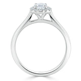 0.75ct Oval Cut Moissanite Halo Engagement Ring, Available in White Gold or Platinum