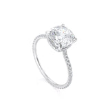 Cushion Cut Moissanite Engagement Ring, Hidden Halo, Choose Your Stone Size and Metal