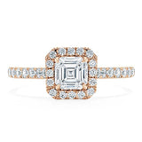 1.45ct Asscher Cut Moissanite Engagement Ring, Classic Halo, Available in White Gold, Platinum, Rose Gold or Yellow Gold