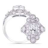 2.00ct Oval Cut Moissanite Centre, Art Deco Inspired Ring, Available in White Gold or Platinum