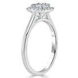 0.75ct Cushion Cut Moissanite Halo Engagement Ring, Available in White Gold or Platinum