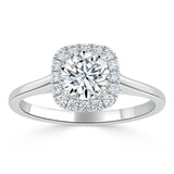 1.00ct Round Cut Moissanite Halo Engagement Ring, Available in White Gold or Platinum