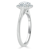 1.00ct Round Cut Moissanite Halo Engagement Ring, Available in White Gold or Platinum