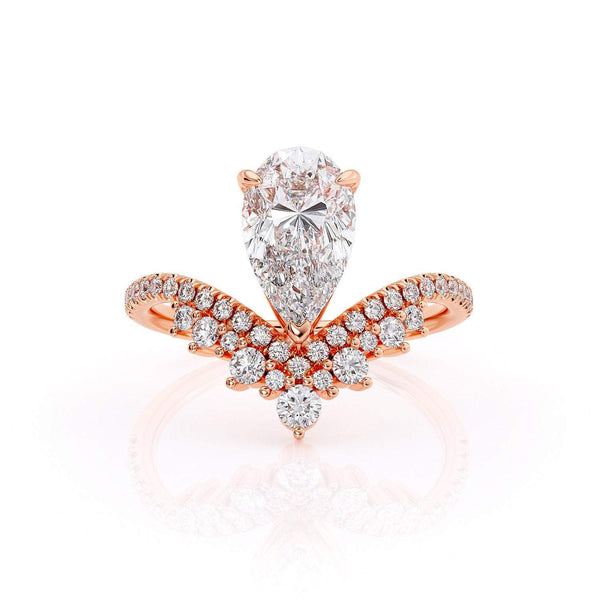 2.00ct Pear Cut Moissanite Engagement Ring, Vintage Boho Design, Available in Rose Gold, White Gold or Yellow Gold