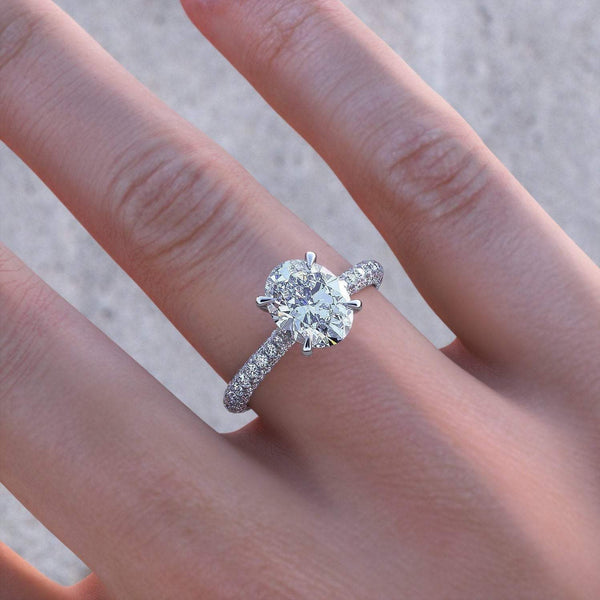 2.00ct Oval Cut Moissanite, Classic Engagement Ring, Available in White Gold or Platinum