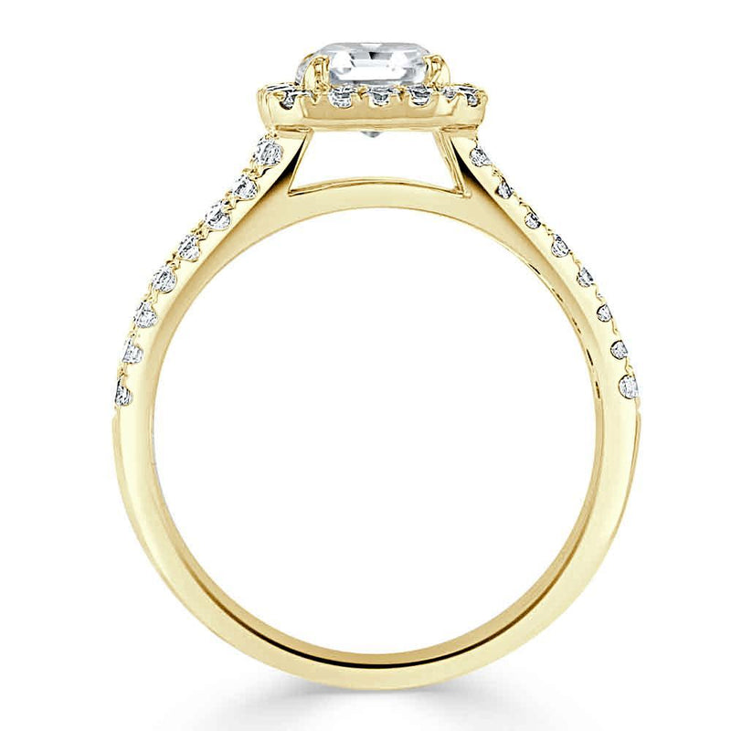 1.60ct  Asscher Cut Moissanite Engagement Ring, Classic Halo with Split Shank,  Available in White Gold, Platinum, Rose Gold or Yellow Gold