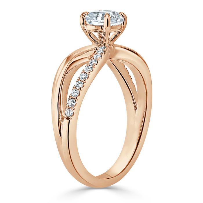 1.00ct Asscher Cut Moissanite Engagement Ring, Classic Style,  Available in White Gold, Platinum, Rose Gold or Yellow Gold