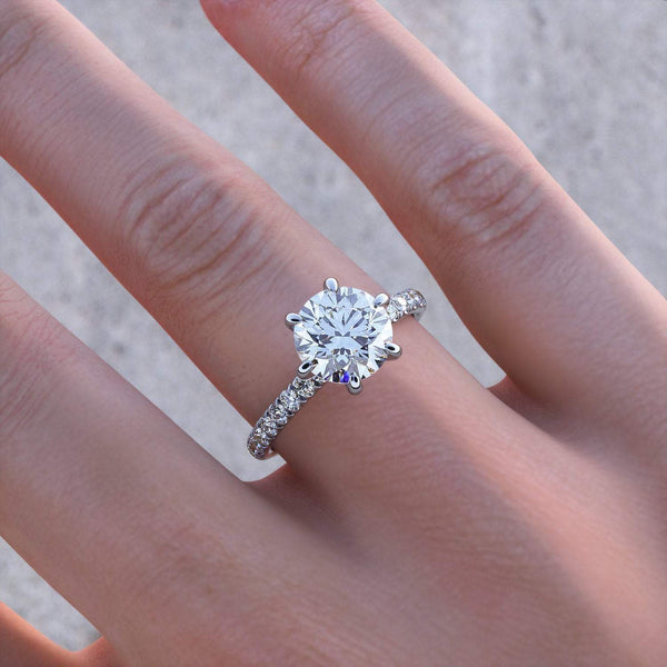 2.00ct Round Cut Moissanite Engagement Ring, Available in White Gold or Platinum