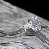 3.75ct Emerald Cut Moissanite, Classic Engagement Ring, Available in White Gold or Platinum