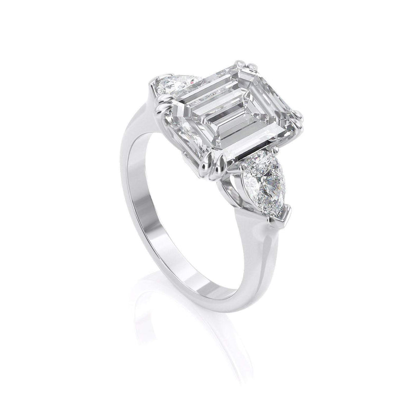 3.75ct Emerald Cut Moissanite, Classic Engagement Ring, Available in White Gold or Platinum