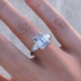 3.75ct Emerald Cut Moissanite, Classic Engagement Ring, Available in White Gold or Platinum