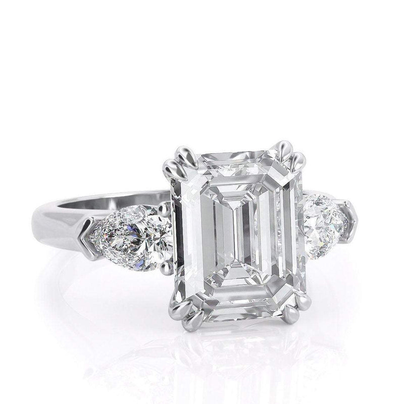 3.75ct Emerald Cut Moissanite, Classic Engagement Ring, Available in White Gold or Platinum