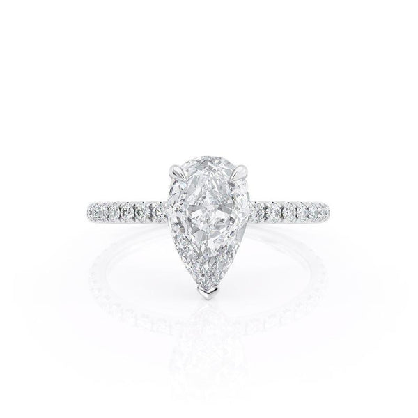 1.50ct Pear Cut Moissanite, Classic Engagement Ring, Available in White Gold or Platinum