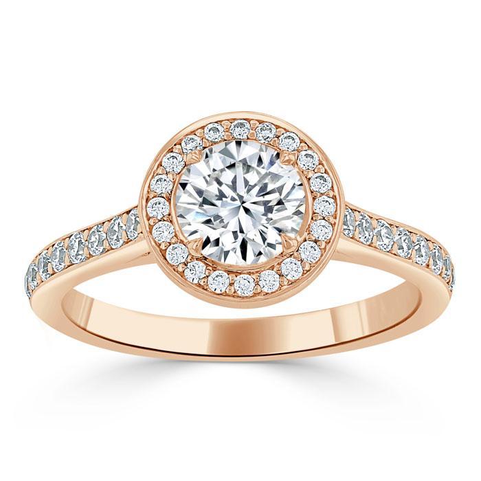 1.35ct  Round Cut Moissanite Halo Engagement Ring, Tiffany Style,  Available in White Gold, Platinum, Rose Gold or Yellow Gold