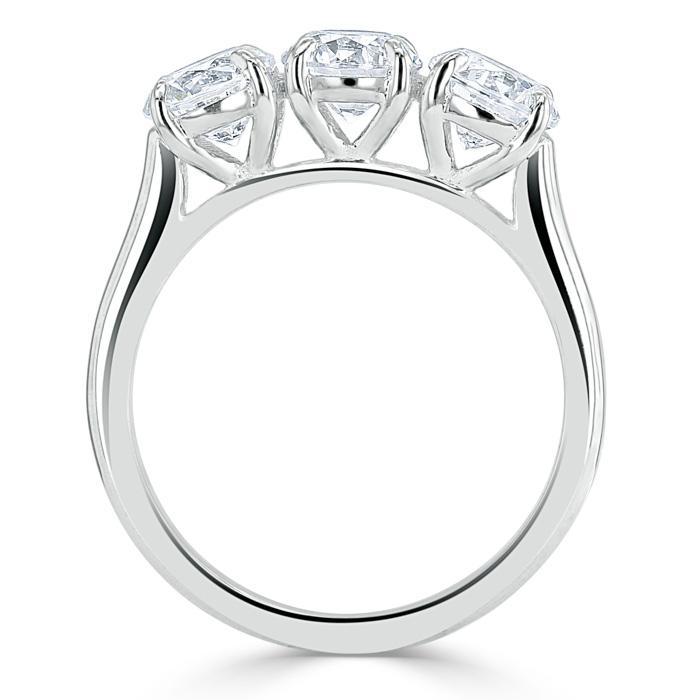 1.00ct  Round Cut Moissanite 3 stone Engagement Ring,  Available in White Gold, Platinum, Rose Gold or Yellow Gold