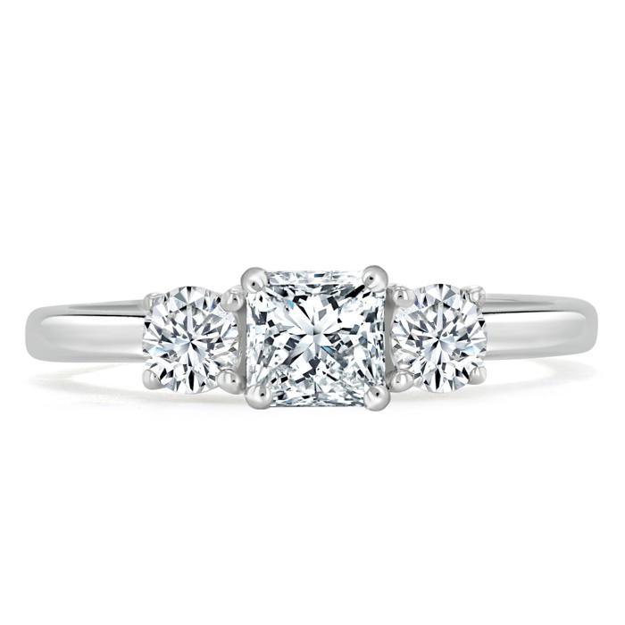 1.25ct  Princess Cut Moissanite 3 stone Engagement Ring,  Available in White Gold, Platinum, Rose Gold or Yellow Gold