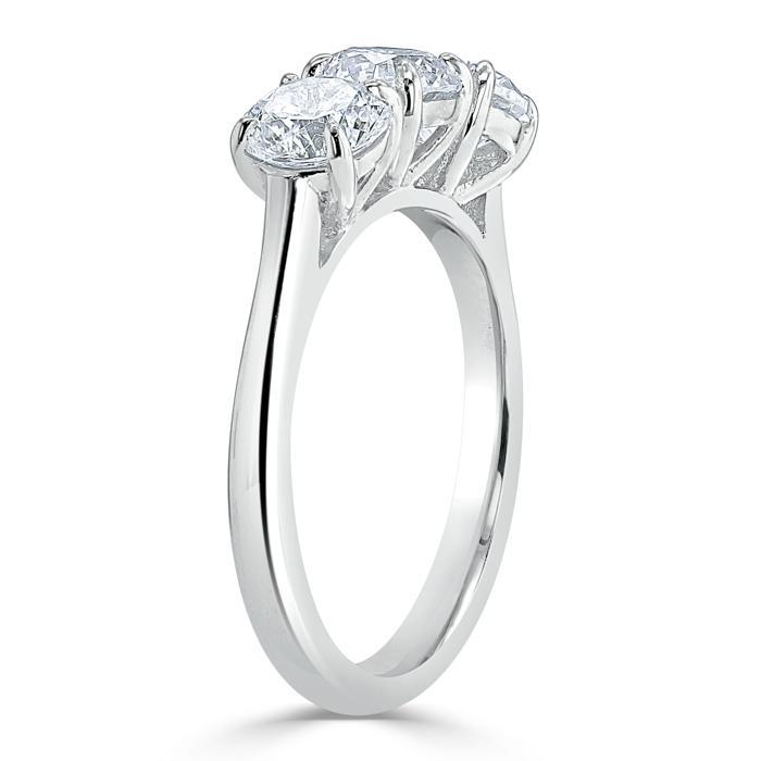 1.00ct  Round Cut Moissanite 3 stone Engagement Ring,  Available in White Gold, Platinum, Rose Gold or Yellow Gold