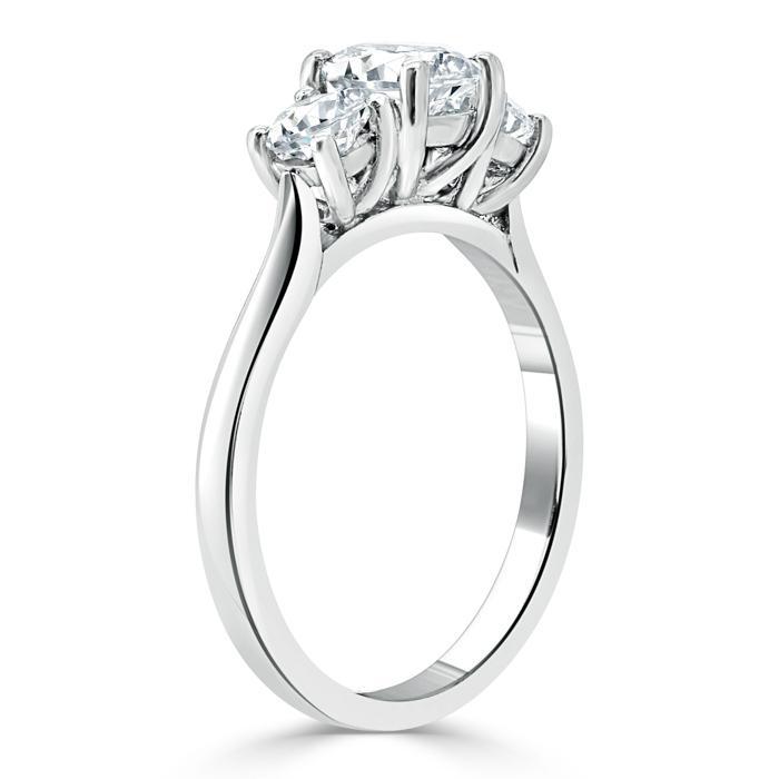 1.25ct  Princess Cut Moissanite 3 stone Engagement Ring,  Available in White Gold, Platinum, Rose Gold or Yellow Gold