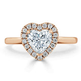 0.75ct Heart Cut Moissanite Halo Engagement Ring, Available in White Gold or Platinum