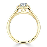 0.75ct Pear Cut Moissanite Halo Engagement Ring, Available in White Gold or Platinum