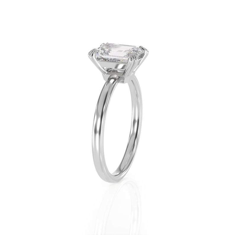 1.75ct Emerald Cut Moissanite Engagement Ring, Available in White Gold or Platinum