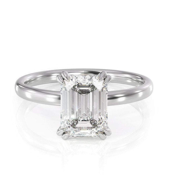 1.75ct Emerald Cut Moissanite Engagement Ring, Available in White Gold or Platinum