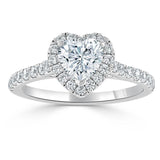 1.45ct  Heart Cut Moissanite Engagement Ring, Classic Halo,  Available in White Gold, Platinum, Rose Gold or Yellow Gold