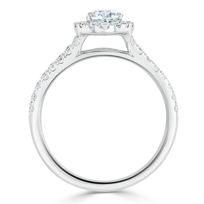 1.60ct Oval Cut Moissanite Halo Engagement Ring, Tiffany Style,  Available in White Gold, Platinum, Rose Gold or Yellow Gold