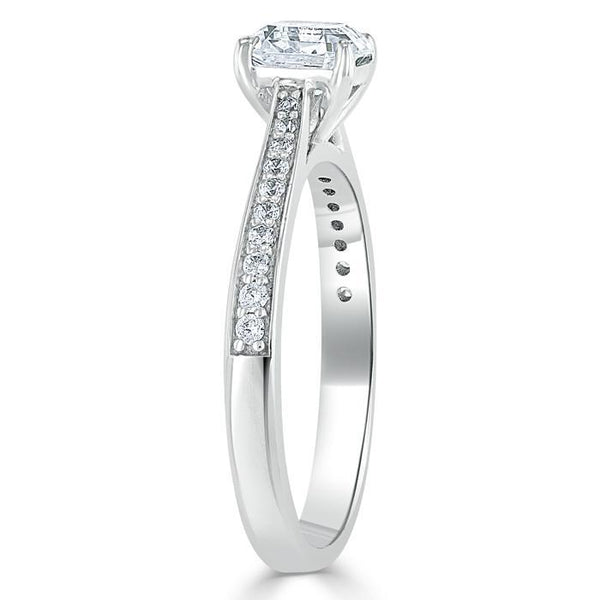 1.00ct  Asscher Cut Moissanite Engagement Ring, Classic Style,  Available in White Gold, Platinum, Rose Gold or Yellow Gold