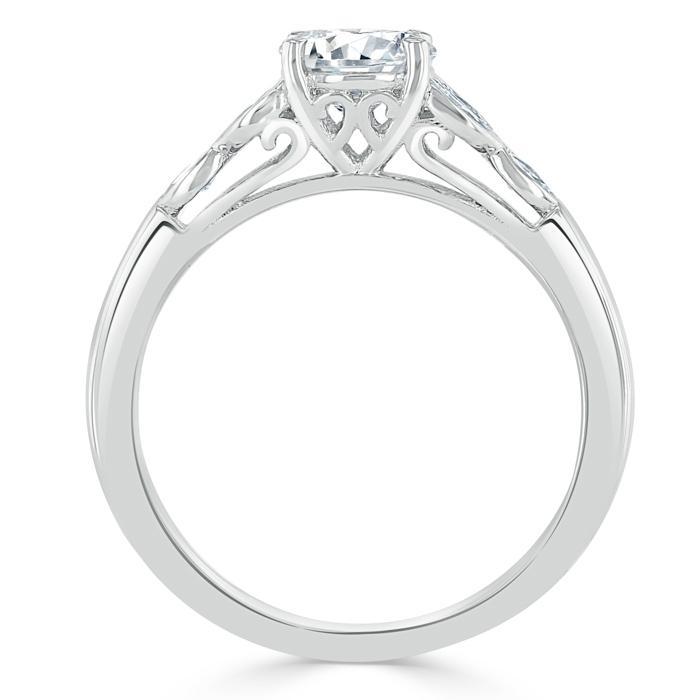 1.00ct Asscher Cut Moissanite Engagement Ring, Vintage Style,  Available in White Gold, Platinum, Rose Gold or Yellow Gold