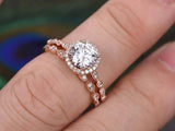 2.00ct Moissanite Ring Set, Round Cut Halo, Colour F, Clarity VVS, Available in a Choice of Metals, Centre Stone 1.25ct