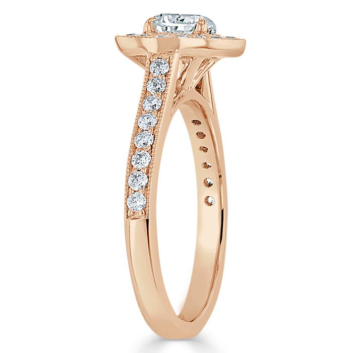 1.40ct  Heart Cut Moissanite Engagement Ring, Classic Halo,  Available in White Gold, Platinum, Rose Gold or Yellow Gold