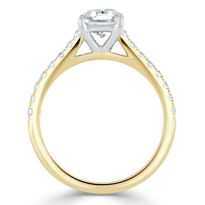 1.20ct Asscher Cut Moissanite Engagement Ring, Classic Style,  Available in White Gold, Platinum, Rose Gold or Yellow Gold