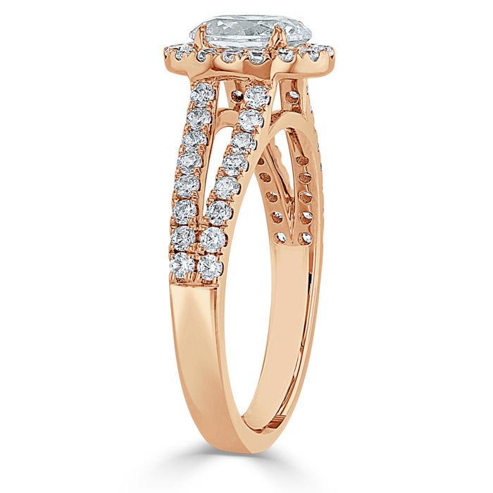 1.60ct Oval Cut Moissanite Halo Engagement Ring, Tiffany Style,  Available in White Gold, Platinum, Rose Gold or Yellow Gold