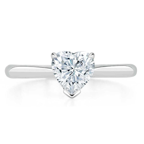 1.00ct  Heart Cut Moissanite Engagement Ring, Classic Style,  Available in White Gold, Platinum, Rose Gold or Yellow Gold