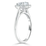 0.75ct Heart Cut Moissanite Halo Engagement Ring, Available in White Gold or Platinum