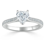 1.20ct  Heart Cut Moissanite Engagement Ring, Classic Style,  Available in White Gold, Platinum, Rose Gold or Yellow Gold